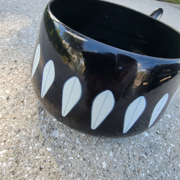 MCM Vintage Catherineholm Black White Lotus Enamelware Fondue Pot Only - Picture 3 of 6